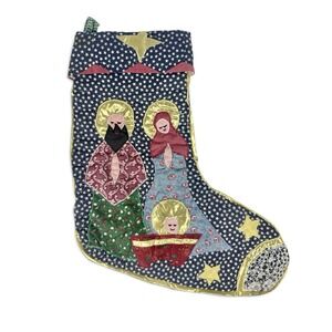 Handmade Nativity Scene Christmas Stocking Mary Joseph Baby Jesus Cottagecore